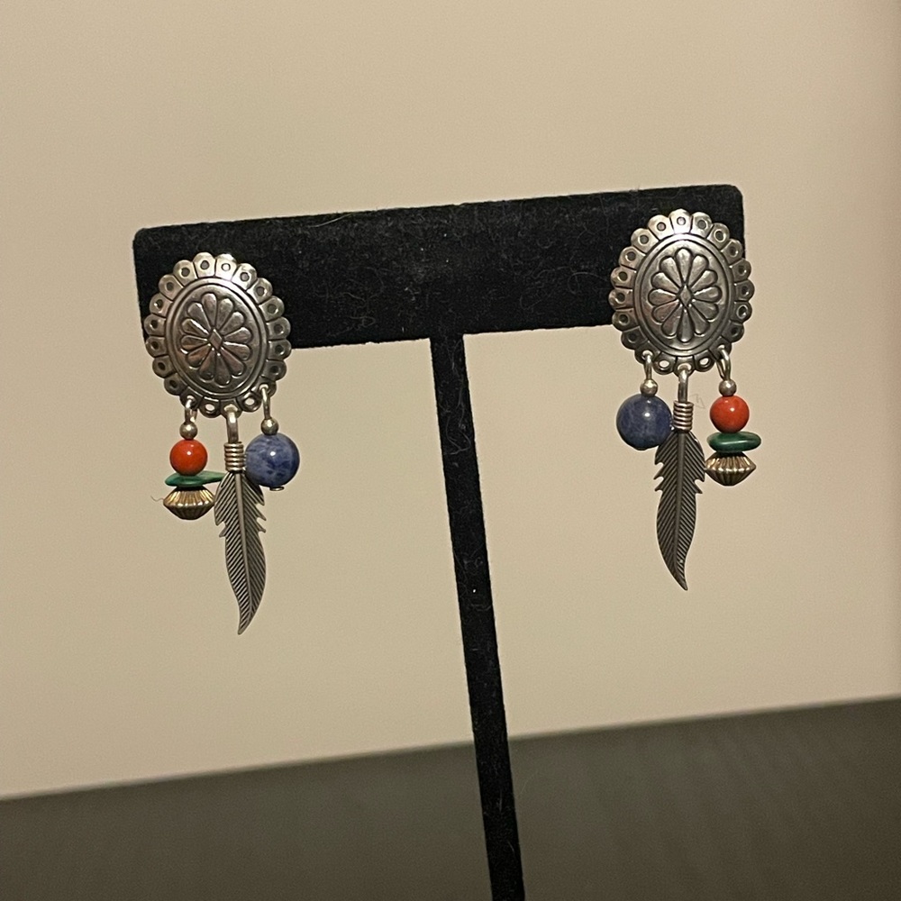 Q.T. Carolyn Pollack Najavo/Southwest Dangle Earrings Vintage